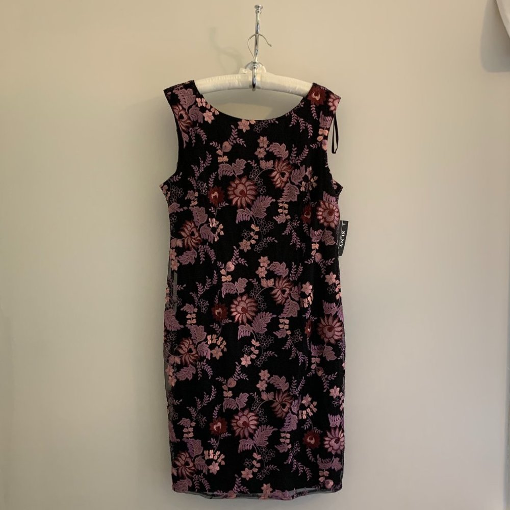 SLNY Embroidered Cocktail Dress